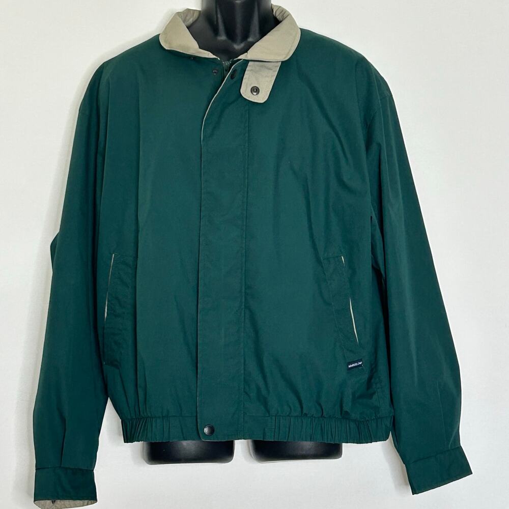 Members Only Mariner Jacket Men’s L Green Tan Bomber Windbreaker Retro
